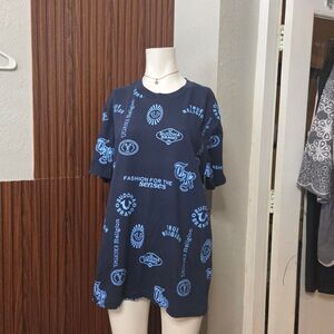 True-religion Men's Blue and Navy T-shirt